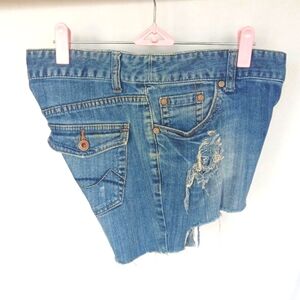 Distressed Cut-off  Blue Jean Denim Shorts with Stretch 11